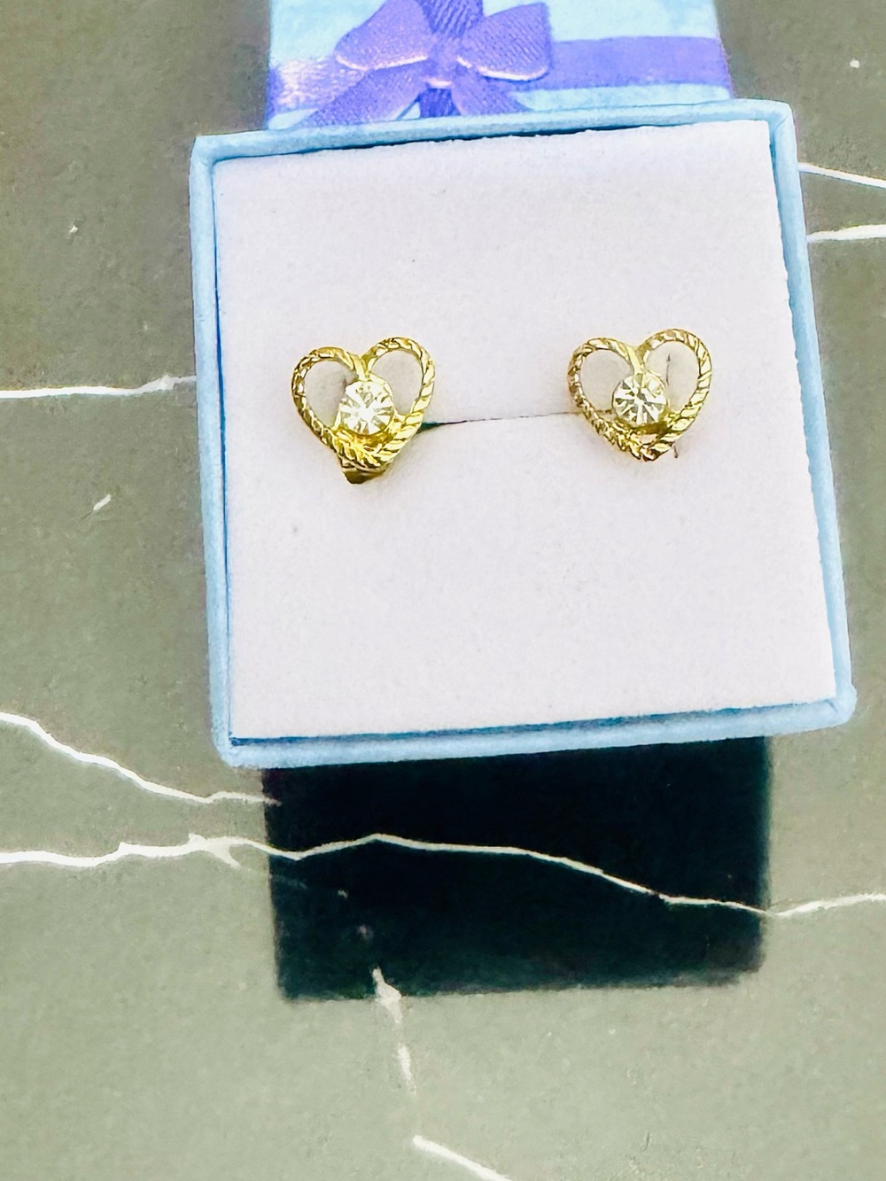 Gold Heart Crystal Stud Earrings for Women by